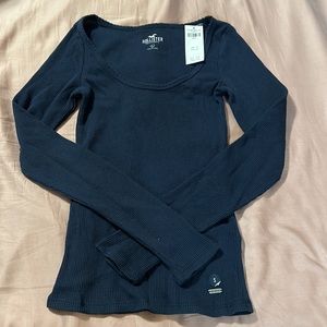 Long Sleeve Hollister Thermal Waffle Knit Top Size S Navy NWT Layering Dark Blue